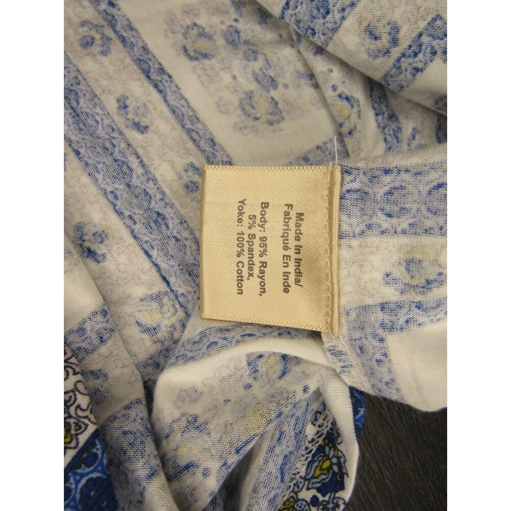 Anthropologie Porridge Womens M Blue Blouse Shirt Boho Floral Tile Pattern NWT - Picture 12 of 14